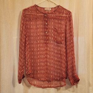 Isabel Marant Étoile Silk Chiffon Blouse - Red/Wht, EUC